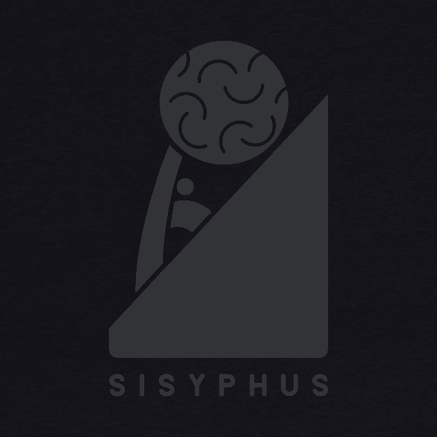 Sisyphus,Minimalist design for ancient Greek mythology fans in dark ink by croquis design